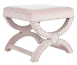 Safavieh Mystic Ottoman - Silver Nail Heads Blush Pink Wood MCR4645H