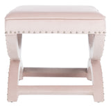 Safavieh Mystic Ottoman - Silver Nail Heads Blush Pink Wood MCR4645H