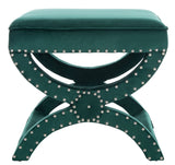 Safavieh Mystic Ottoman - Silver Nail Heads Emerald Wood MCR4645J