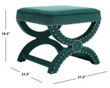 Safavieh Mystic Ottoman - Silver Nail Heads Emerald Wood MCR4645J