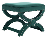 Safavieh Mystic Ottoman - Silver Nail Heads Emerald Wood MCR4645J