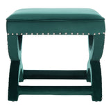 Safavieh Mystic Ottoman - Silver Nail Heads Emerald Wood MCR4645J