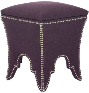 Safavieh Deidra Ottoman Silver Nail Heads Plum Wood Mixed Solid CA Foam Poly Fiber Stainless Steel Wool MCR4663A 683726380467