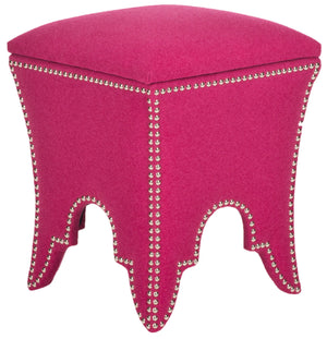 Safavieh Deidra Ottoman Silver Nail Heads Berry Wood Mixed Solid CA Foam Poly Fiber Stainless Steel Wool MCR4663B 683726380528