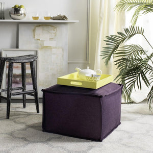 Safavieh Elaine Ottoman Plum Plywood Poly Wool MCR4667B 683726392538