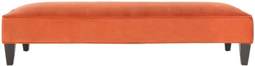 Safavieh Harlow Bench Lounging Pumpkin Orange Espresso Wood Water Based Paint Birch CA Foam Poly Fiber Cotton MCR4669A 683726751786