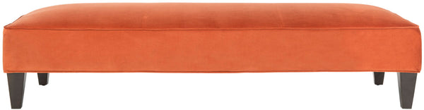 Safavieh Harlow Bench Lounging Pumpkin Orange Espresso Wood Water Based Paint Birch CA Foam Poly Fiber Cotton MCR4669A 683726751786