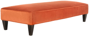 Safavieh Harlow Bench Lounging Pumpkin Orange Espresso Wood Water Based Paint Birch CA Foam Poly Fiber Cotton MCR4669A 683726751786