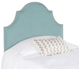Safavieh Hallmar Headboard Full Arched Sky Blue and Silver Fabric Wood Metal Plywood Linen Polyester Foam Iron Stainless Steel MCR4679D 683726207542
