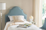 Safavieh Hallmar Headboard Full Arched Sky Blue and Silver Fabric Wood Metal Plywood Linen Polyester Foam Iron Stainless Steel MCR4679D 683726207542