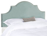 Safavieh Hallmar Headboard Full Arched Wedgwood Blue and Silver Fabric Wood Metal Plywood Cotton Foam Iron Stainless Steel MCR4679E 683726207559