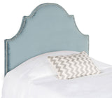 Safavieh Hallmar Headboard Full Arched Wedgwood Blue and Silver Fabric Wood Metal Plywood Cotton Foam Iron Stainless Steel MCR4679E 683726207559