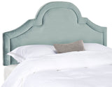 Safavieh Hallmar Headboard Full Arched Wedgwood Blue and Silver Fabric Wood Metal Plywood Cotton Foam Iron Stainless Steel MCR4679E 683726207559