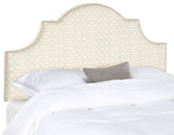 Safavieh Hallmar Headboard Queen Arched Silver and Cream Fabric Wood Metal Plywood Linen Cotton Foam Iron Stainless Steel MCR4680G 683726207641