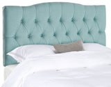 Safavieh Axel Headboard Queen Tufted Sky Blue Metal with Buttons Plywood Polyester Cotton Linen Foam Iron MCR4682D 683726207900