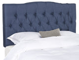 Safavieh Axel Headboard Queen Tufted Navy Metal with Buttons Plywood Linen Foam Iron MCR4682F-Q 889048146648