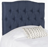 Safavieh Axel Headboard Queen Tufted Navy Metal with Buttons Plywood Linen Foam Iron MCR4682F-Q 889048146648