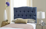 Safavieh Axel Headboard Queen Tufted Navy Metal with Buttons Plywood Linen Foam Iron MCR4682F-Q 889048146648