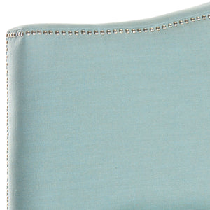 Safavieh Jeneve Headboard Full Winged Sky Blue and Silver Fabric Wood Metal Plywood Linen Polyester Foam Iron Stainless Steel MCR4683F 683726207771