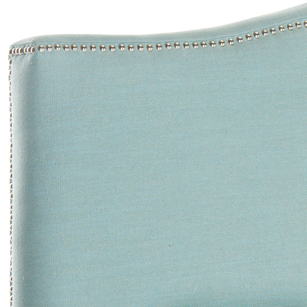 Safavieh Jeneve Headboard Full Winged Sky Blue and Silver Fabric Wood Metal Plywood Linen Polyester Foam Iron Stainless Steel MCR4683F 683726207771