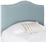 Safavieh Jeneve Headboard Full Winged Sky Blue and Silver Fabric Wood Metal Plywood Linen Polyester Foam Iron Stainless Steel MCR4683F 683726207771
