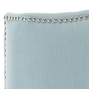 Safavieh Jeneve Headboard Full Winged Sky Blue and Silver Fabric Wood Metal Plywood Linen Polyester Foam Iron Stainless Steel MCR4683F 683726207771