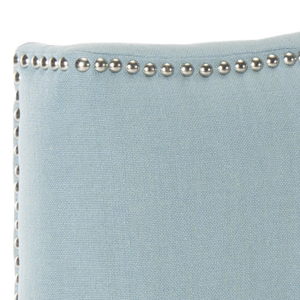 Safavieh Jeneve Headboard Full Winged Sky Blue and Silver Fabric Wood Metal Plywood Linen Polyester Foam Iron Stainless Steel MCR4683F 683726207771