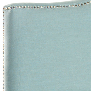 Safavieh Jeneve Headboard Full Winged Sky Blue and Silver Fabric Wood Metal Plywood Linen Polyester Foam Iron Stainless Steel MCR4683F 683726207771