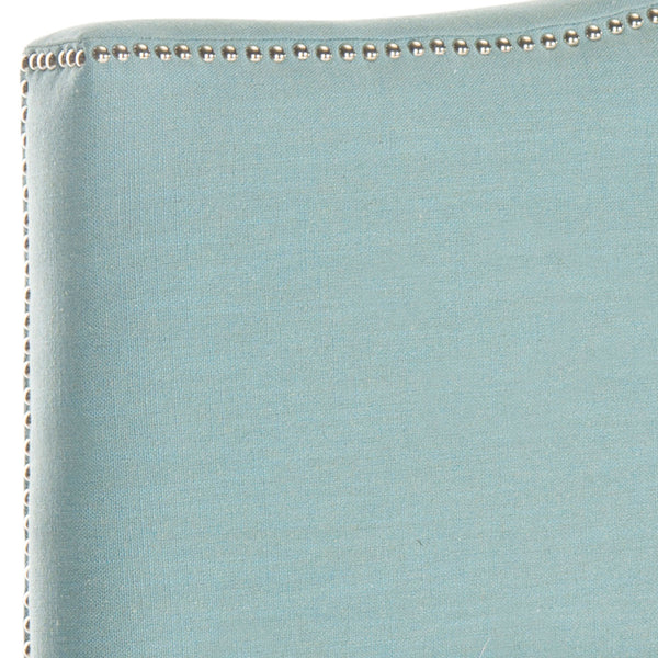 Safavieh Jeneve Headboard Full Winged Sky Blue and Silver Fabric Wood Metal Plywood Linen Polyester Foam Iron Stainless Steel MCR4683F 683726207771