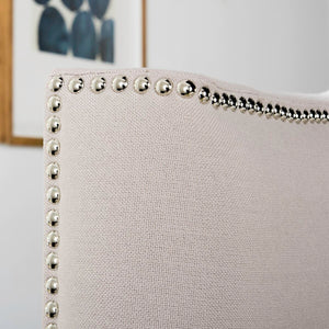 Safavieh Jeneve Hemp Winged Headboard   Brass Nail Head Taupe Plywood MCR4684C