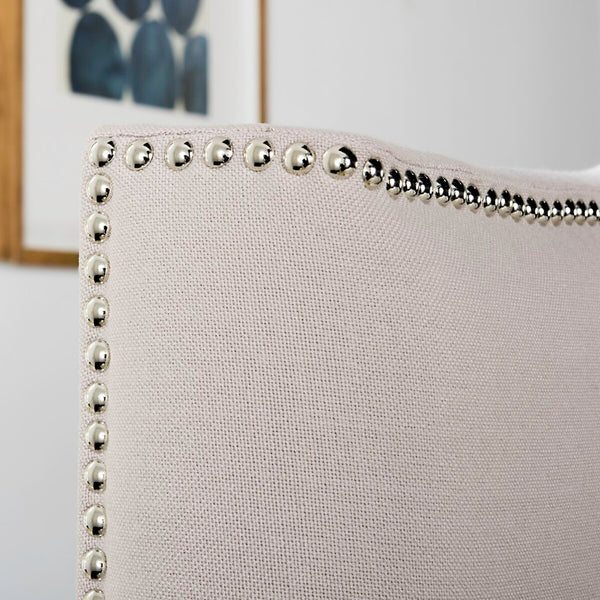 Safavieh Jeneve Hemp Winged Headboard   Brass Nail Head Taupe Plywood MCR4684C