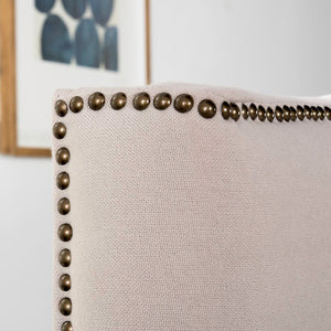 Safavieh Jeneve Taupe Winged Headboard Brass Nail Head Taupe Plywood MCR4684D