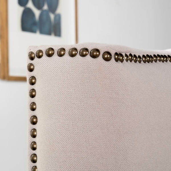 Safavieh Jeneve Taupe Winged Headboard Brass Nail Head Taupe Plywood MCR4684D