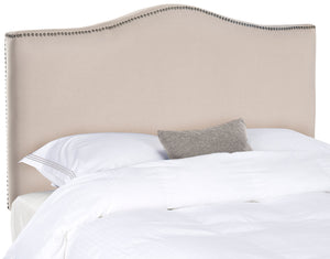 Safavieh Jeneve Taupe Winged Headboard   Brass Nail Head Taupe Plywood MCR4683D