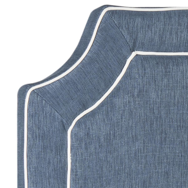Safavieh Dane Denim Blue & White Piping Headboard Denim Blue & White Piping Fabric/Wood/Metal MCR4686C