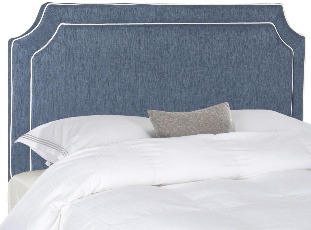 Safavieh Dane Denim Blue & White Piping Headboard Denim Blue & White Piping Fabric/Wood/Metal MCR4686C