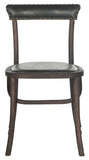 Kenny Side Chair 19''H Nail Heads Antique Black Dark Umber Wood Oil Based Oak Stainless Steal PU - Set of 2