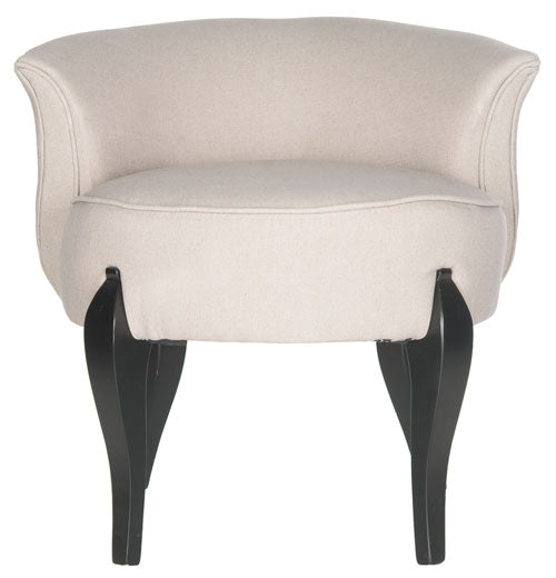 Safavieh Mora Vanity Chair French Leg Linen Taupe Black Wood Water Based Paint Birch CA Foam Poly Fiber MCR4692A 683726697398