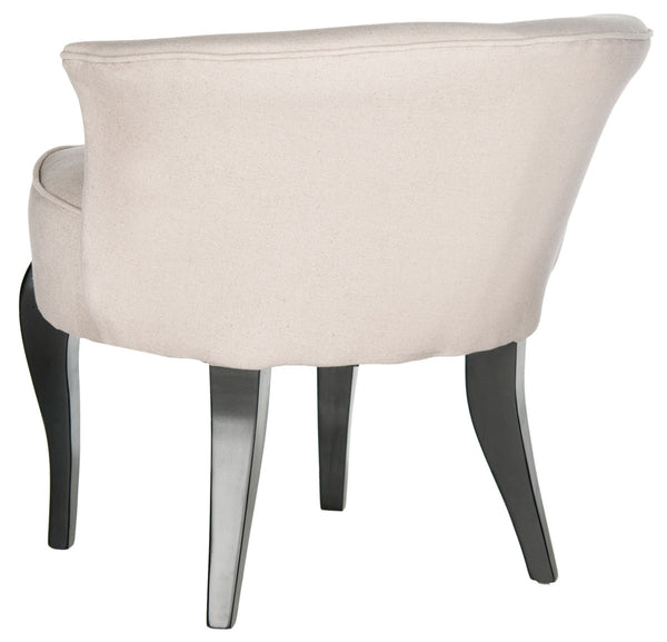 Safavieh Mora Vanity Chair French Leg Linen Taupe Black Wood Water Based Paint Birch CA Foam Poly Fiber MCR4692A 683726697398