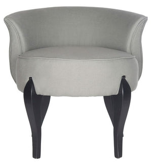 Safavieh Mora Vanity Chair French Leg Linen Sea Mist Black Wood Water Based Paint Birch CA Foam Poly Fiber MCR4692B 683726697428