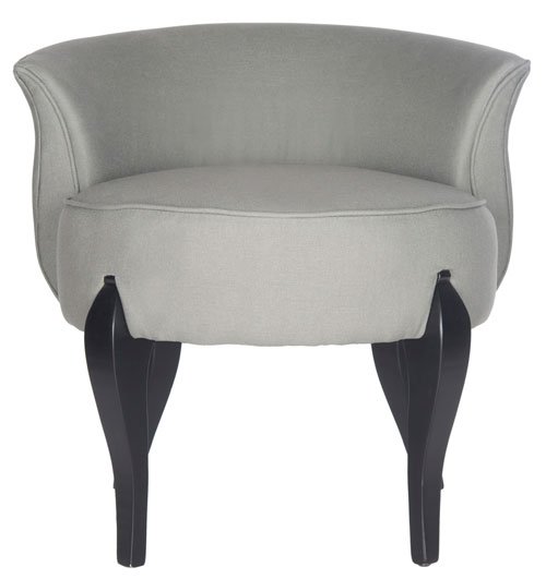 Safavieh Mora Vanity Chair French Leg Linen Sea Mist Black Wood Water Based Paint Birch CA Foam Poly Fiber MCR4692B 683726697428