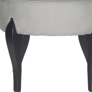 Safavieh Mora Vanity Chair French Leg Linen Sea Mist Black Wood Water Based Paint Birch CA Foam Poly Fiber MCR4692B 683726697428