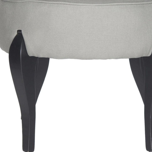 Safavieh Mora Vanity Chair French Leg Linen Sea Mist Black Wood Water Based Paint Birch CA Foam Poly Fiber MCR4692B 683726697428