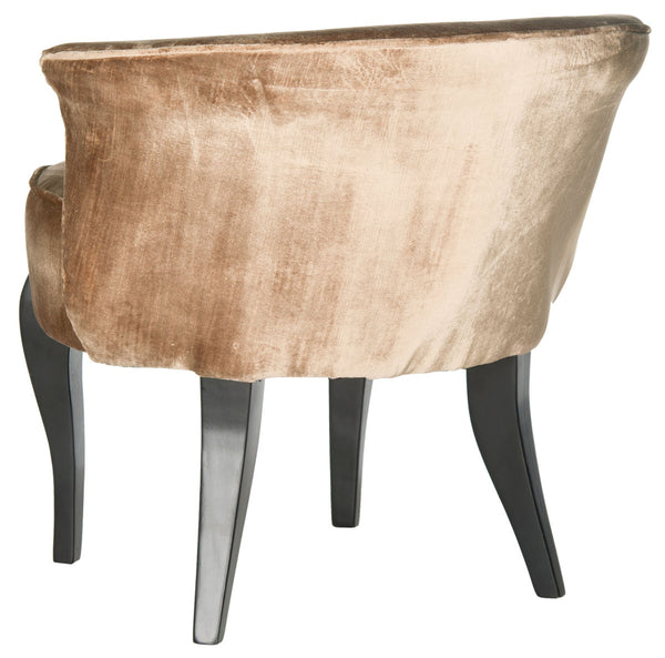 Safavieh Mora Vanity Chair French Leg Linen Mink Brown Black Wood Water Based Paint Birch CA Foam Poly Fiber Cotton Viscose MCR4692C 683726697503