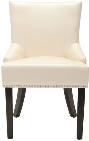Safavieh - Set of 2 - Lotus Side chair 19''H Nail Heads Flat Cream Espresso Wood Birch CA Foam Poly Fiber Steel Bicast Leather MCR4700B-SET2 683726545743
