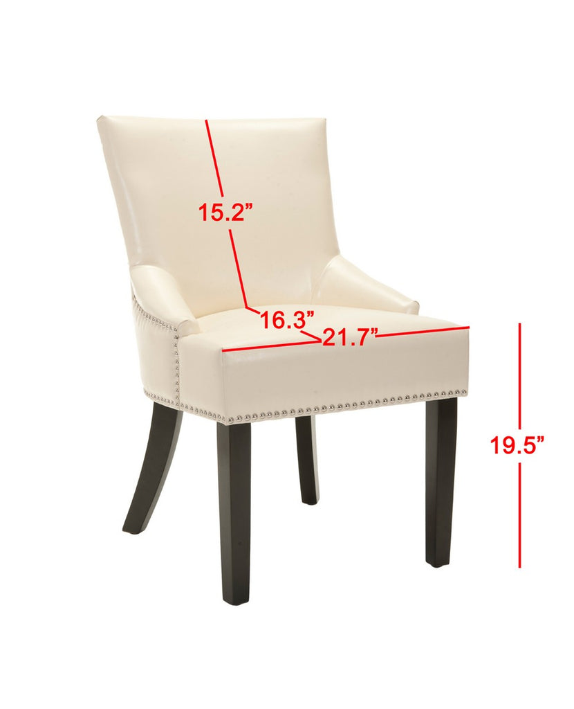 Safavieh - Set of 2 - Lotus Side chair 19''H Nail Heads Flat Cream Espresso Wood Birch CA Foam Poly Fiber Steel Bicast Leather MCR4700B-SET2 683726545743