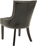 Safavieh - Set of 2 - Lotus Side chair 19''H Nail Heads Black Espresso Wood Birch CA Foam Poly Fiber Steel Bicast Leather MCR4700C-SET2 683726545750
