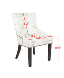 Safavieh - Set of 2 - Lotus Side chair 19''H Nail Heads Eggshell Espresso Wood Birch CA Foam Poly Fiber Steel Cotton Linen MCR4700F-SET2 683726545798