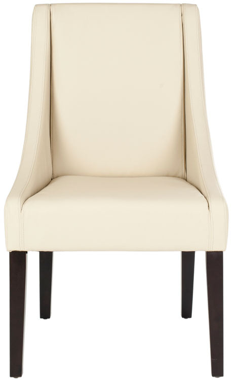Safavieh - Set of 2 - Britannia Side Chairs 19''H Cream Espresso Wood NC Coating Birch CA Foam Poly FiberSteelBicast Leather MCR4702A-SET2 683726548676