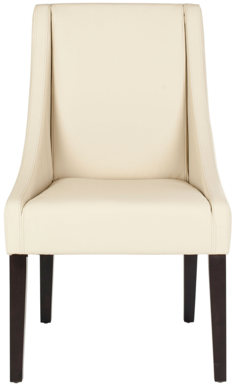 Safavieh - Set of 2 - Britannia Side Chairs 19''H Cream Espresso Wood NC Coating Birch CA Foam Poly FiberSteelBicast Leather MCR4702A-SET2 683726548676